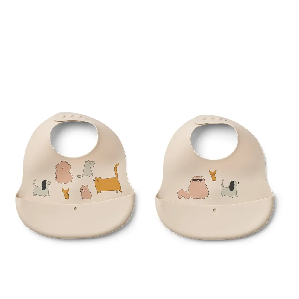  Liewood Ember Ruokalappu 2-pack Cats and Dogs / Sandy