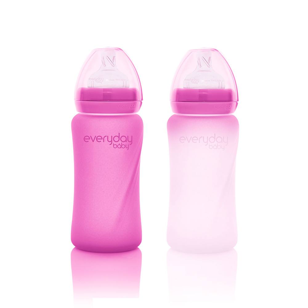 Everyday Baby -tuttipullo, lämpötunnistin, Healthy +, 240 ml - kirsikanpunainen