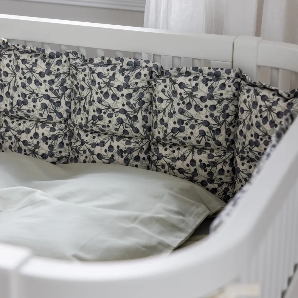 Sebra pinnasängyn reunapehmuste kapok Blue olive