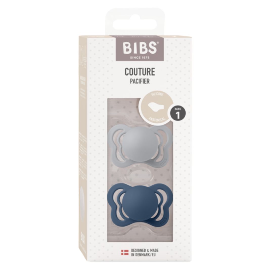 BIBS tutti Couture 2-pack silikonia 0-6m Cloud/Steel Blue (pilvi/teräs sininen)