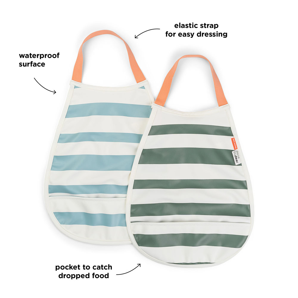Done by Deer Pull-over ruokalappu 2-pack Stripes Blue/Green