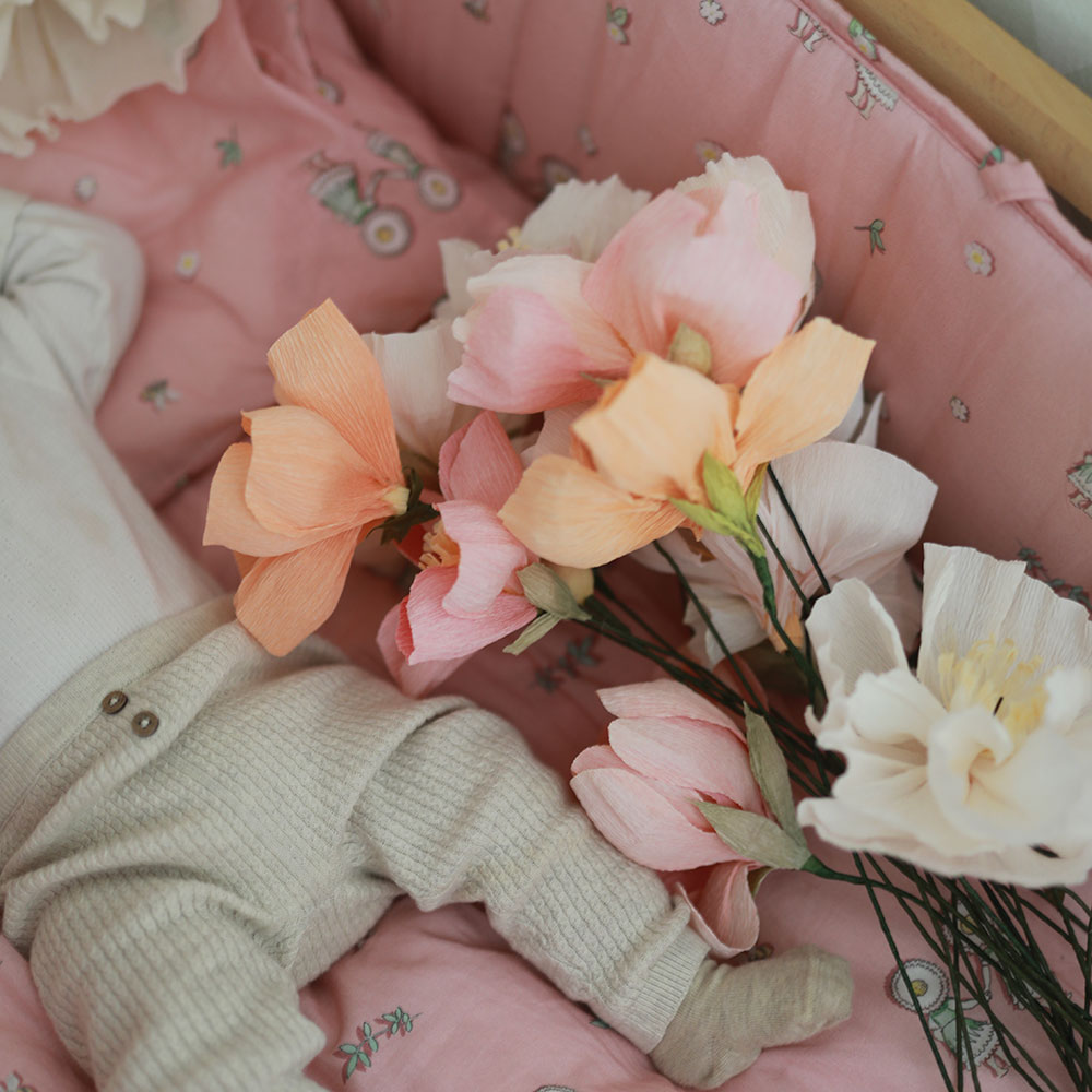 Rätt Start Beskow Flower Party pinnasängyn kansi vaaleanpunainen