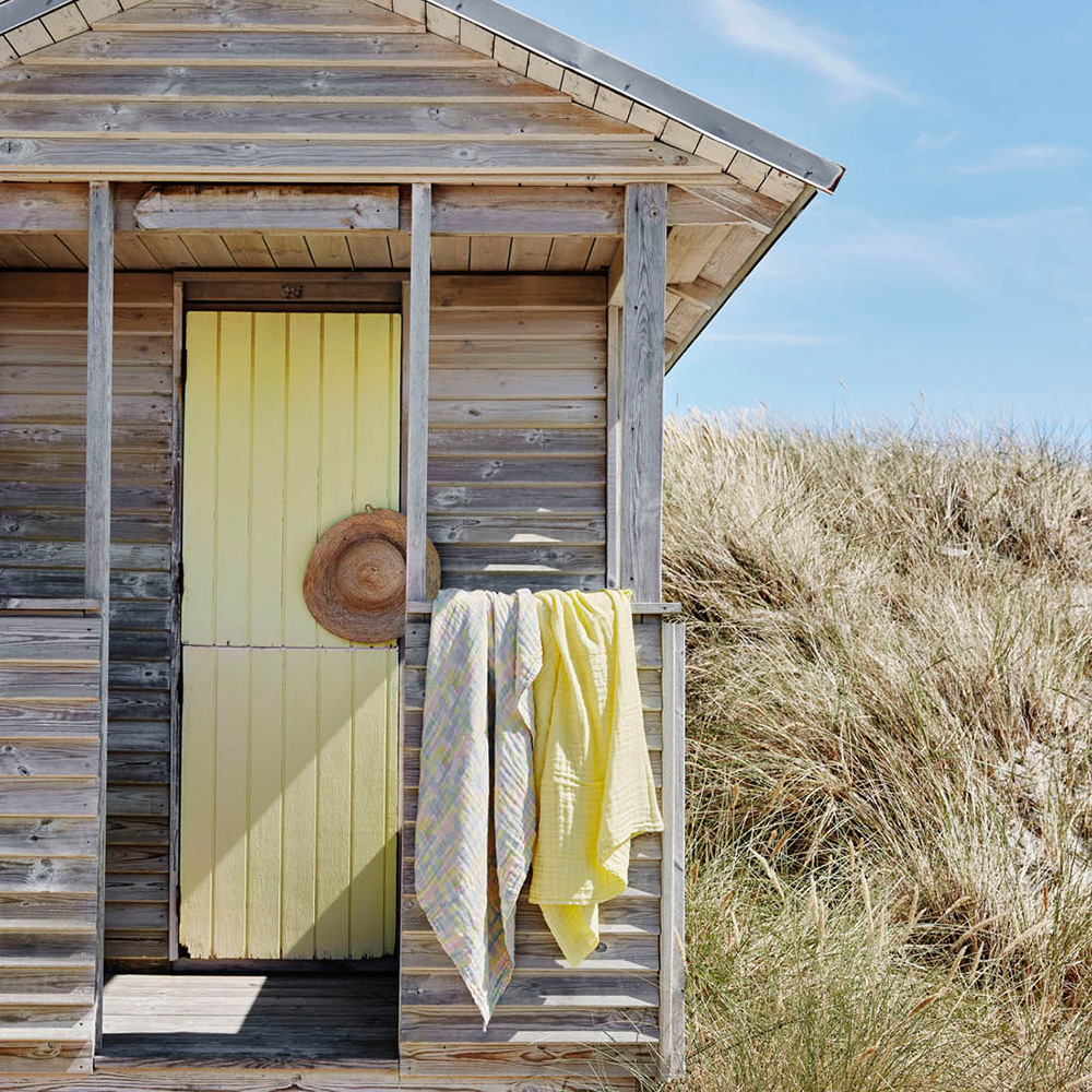 Elodie ryppyinen peitto - Sunny Day Yellow