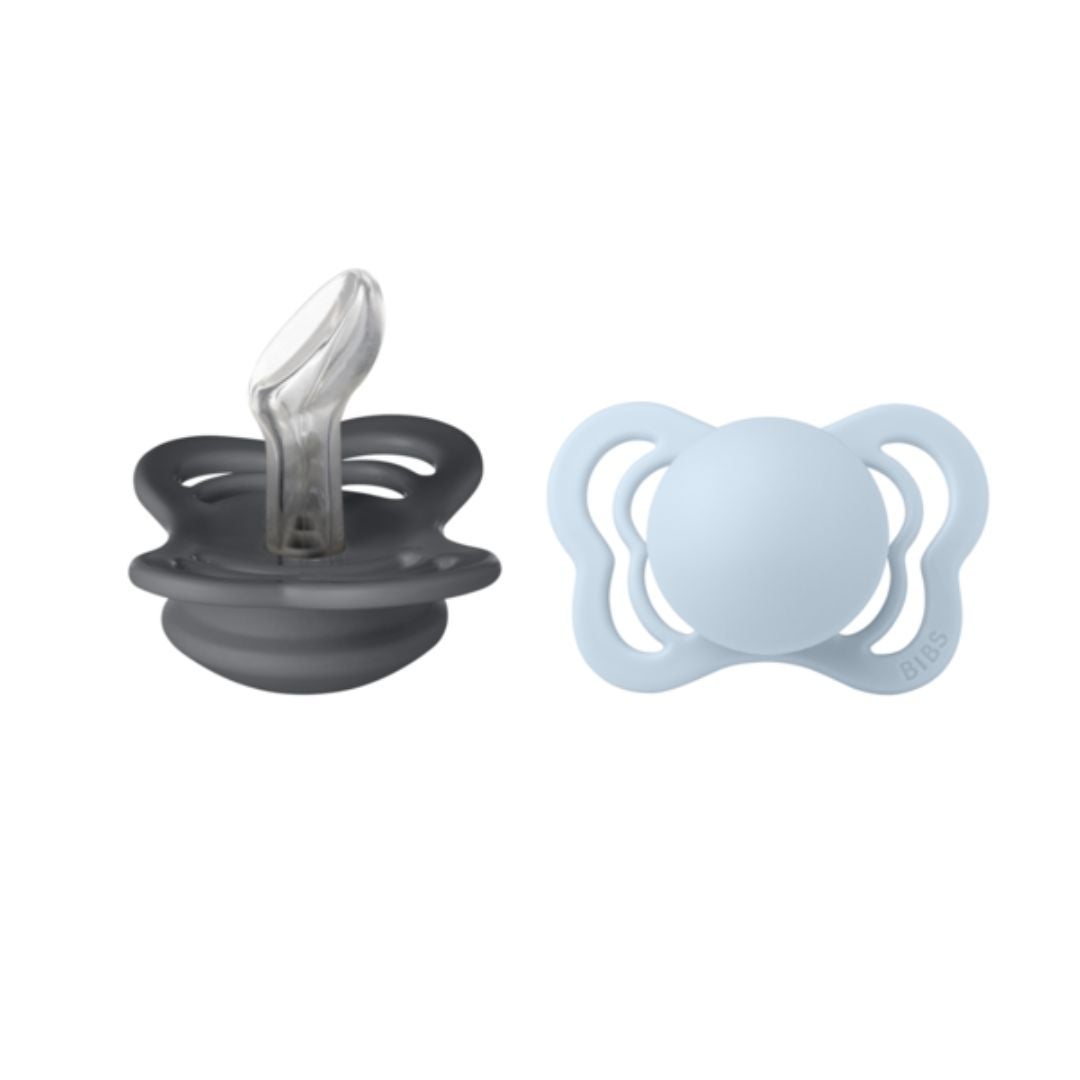 BIBS dummy Couture 2-pack silikoni 0-6m Rauta/Baby Blue (sininen)