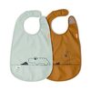 Done by Deer bib 2-pack Deer friends Sinappi/vihreä