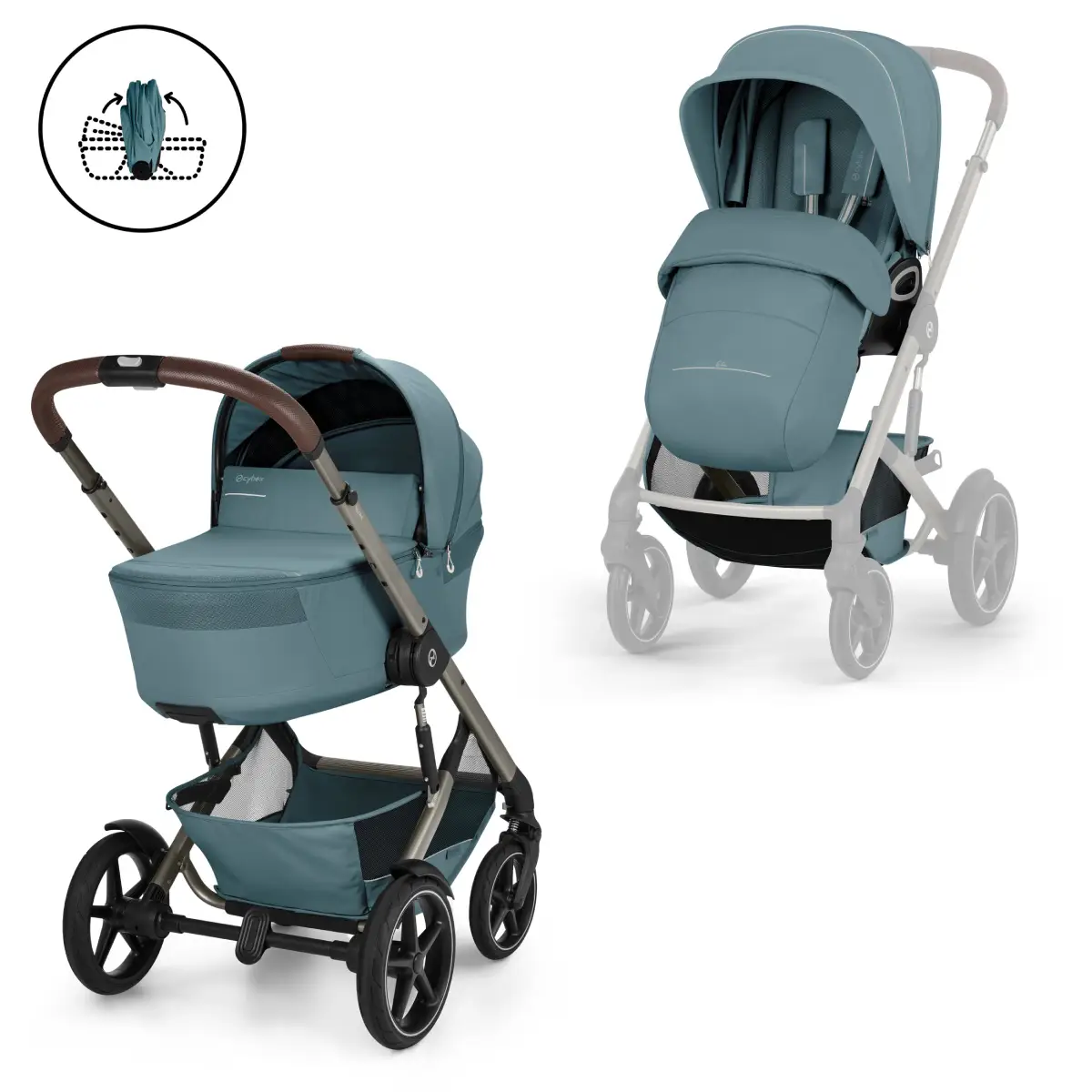 Cybex Talos S Lux TPE, sis. kokoontaitettavan vaunukopan (Stormy Blue)