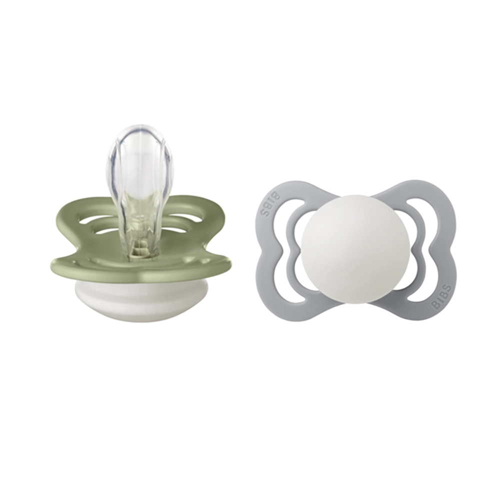 BIBS Supreme 2 PACK silikoni koko 1 Sage GLOW/Cloud GLOW