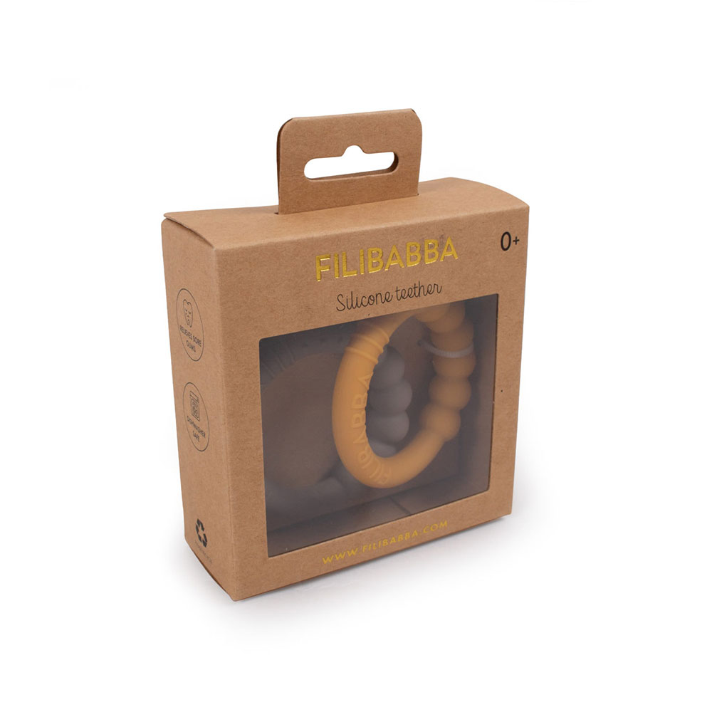 Filibabba Silikoni Teether 2-pack Lämmin harmaa/hunaja kultainen