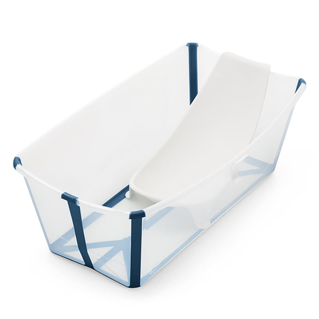 Stokke Kylpyamme Flexi-kylpyamme niputettu vastasyntyneen tuki Läpinäkyvä sininen