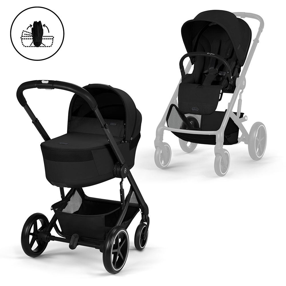  Cybex Balios S Lux Black, sis. kokoontaitettavan vaunukopan Moon Black