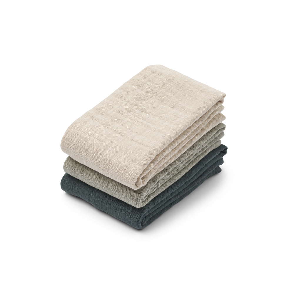 Liewood Lewis Muslin Cloth 3-Pack Dove blue mix