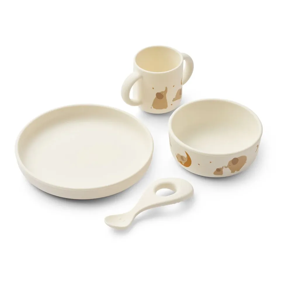 Liewood Vivi silikoninen ruokailusetti Elephant / Creme de la creme
