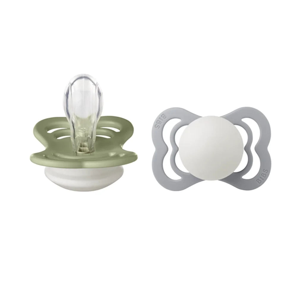 BIBS Supreme 2 PACK silikoni koko 1 Sage GLOW/Cloud GLOW