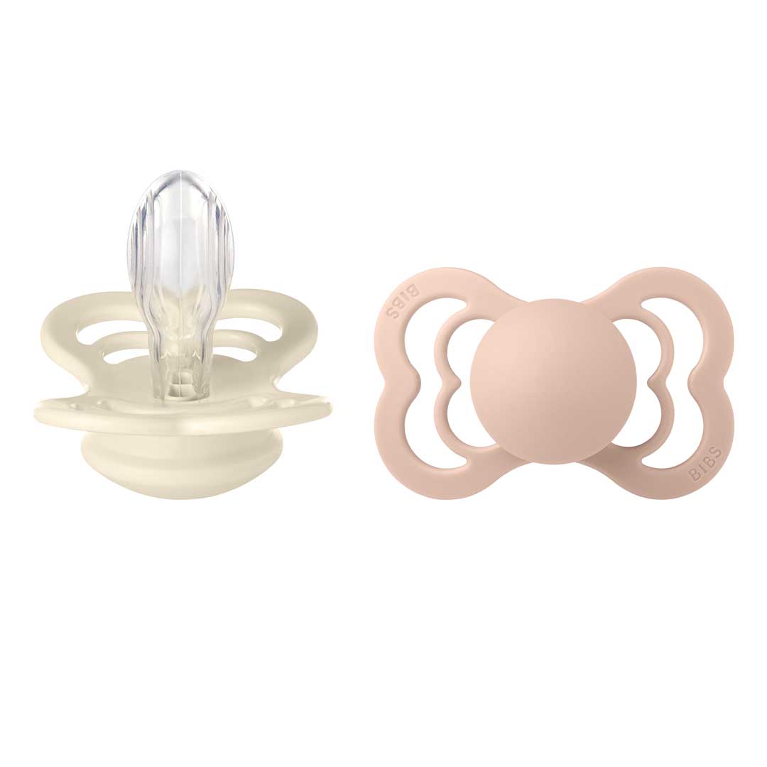 BIBS pöytäliina 2-Pack Supreme 6-18m Silikoni Ivory/Blush (norsunluu/puna)