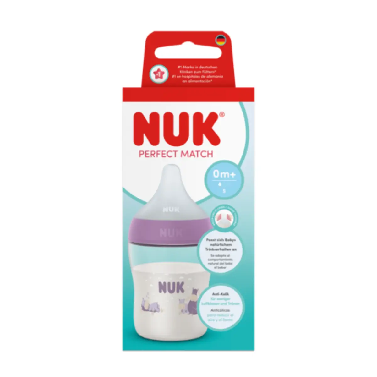 NUK Perfect Match -pullo 150 ml, virtahepo, 0 kk+