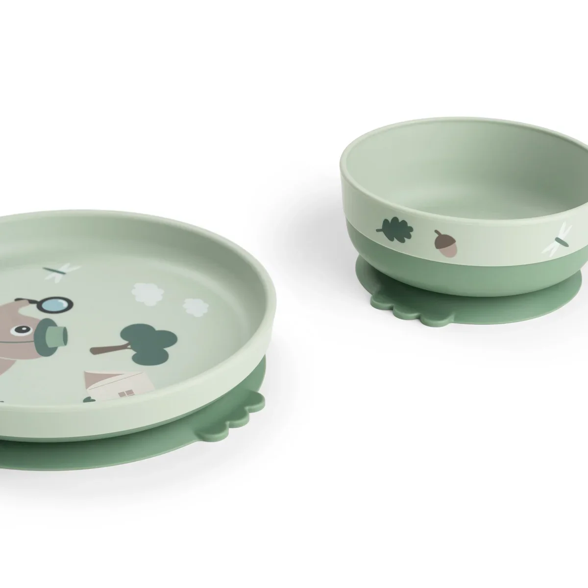Done by Deer Foodie-ruokailusetti ja 360-asteen muki Tiny Trails Green