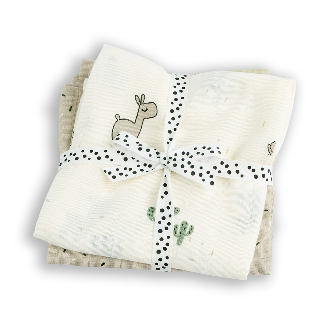 Done by Deer felt Swaddle 2-pack GOTS Lalee Sand (Hiekkapakkaus)