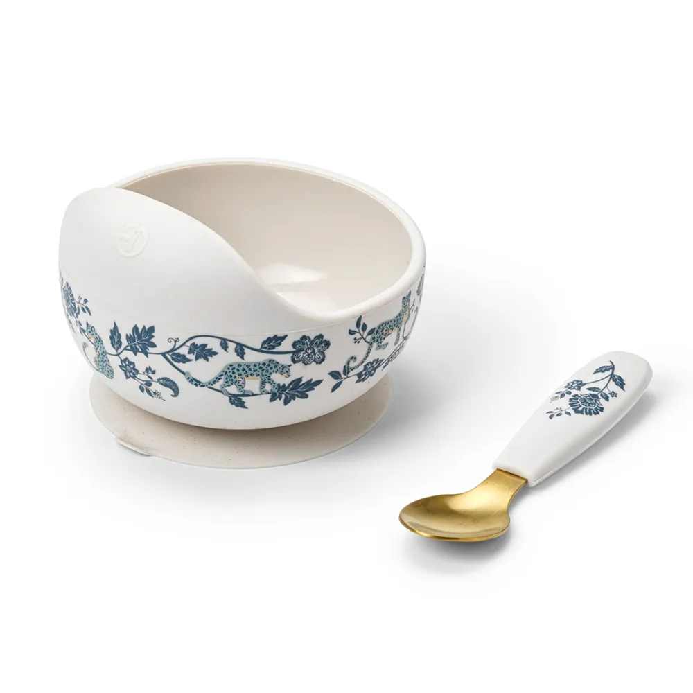 Elodie silikonikulho lusikalla- Garden Leo Toile
