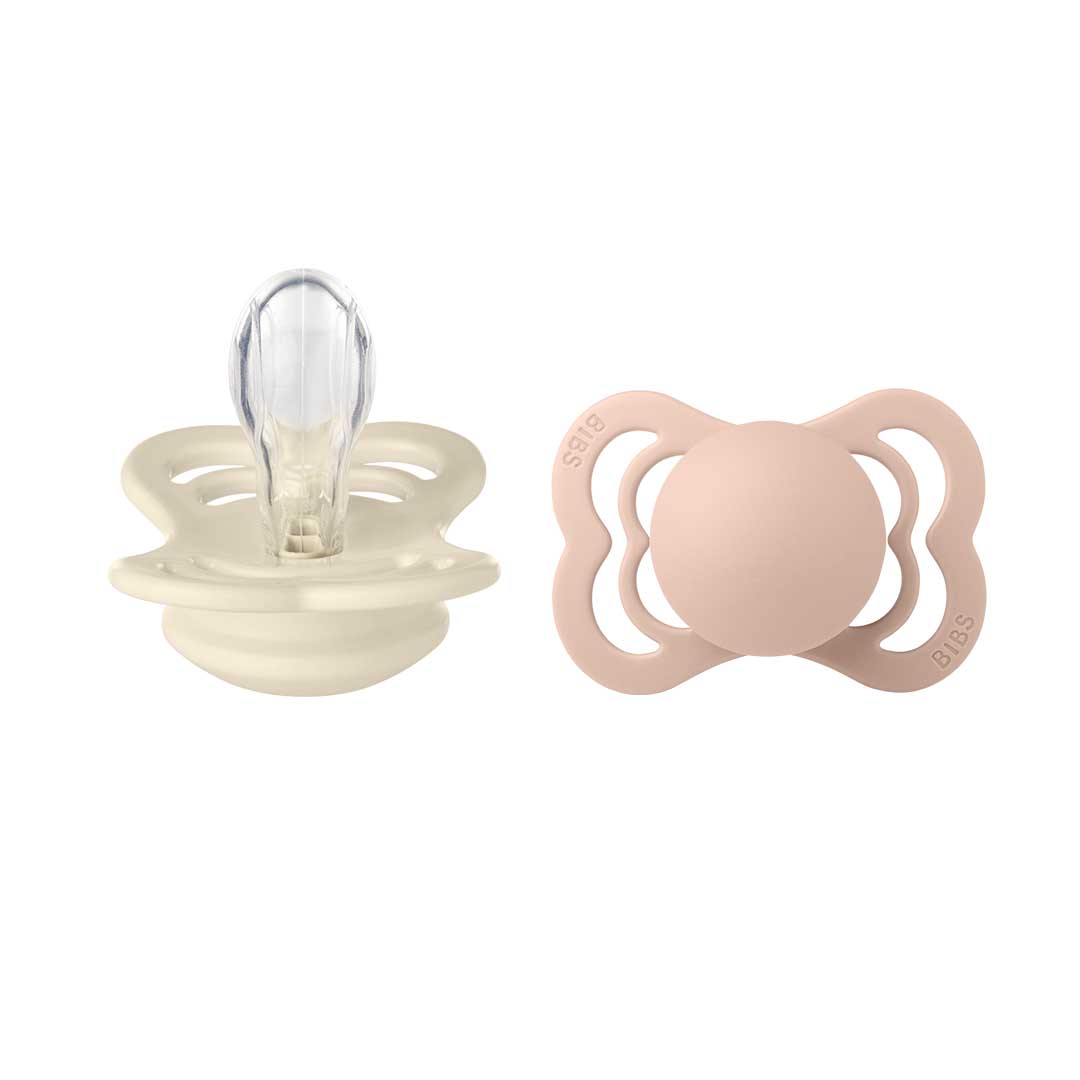 BIBS Soother 2-Pack Supreme 0-6m Silikoni Ivory/Blush (norsunluu/poskipunainen)