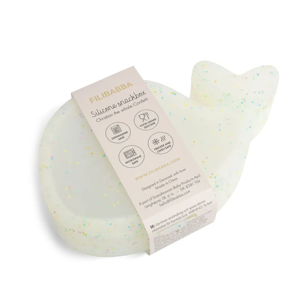 Filibabba Snackbox - Christian the Whale - Confetti