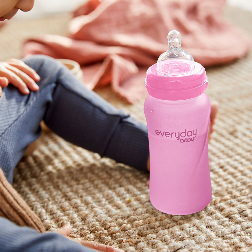 Everyday Baby -tuttipullo, lämpötunnistin, Healthy +, 240 ml - kirsikanpunainen