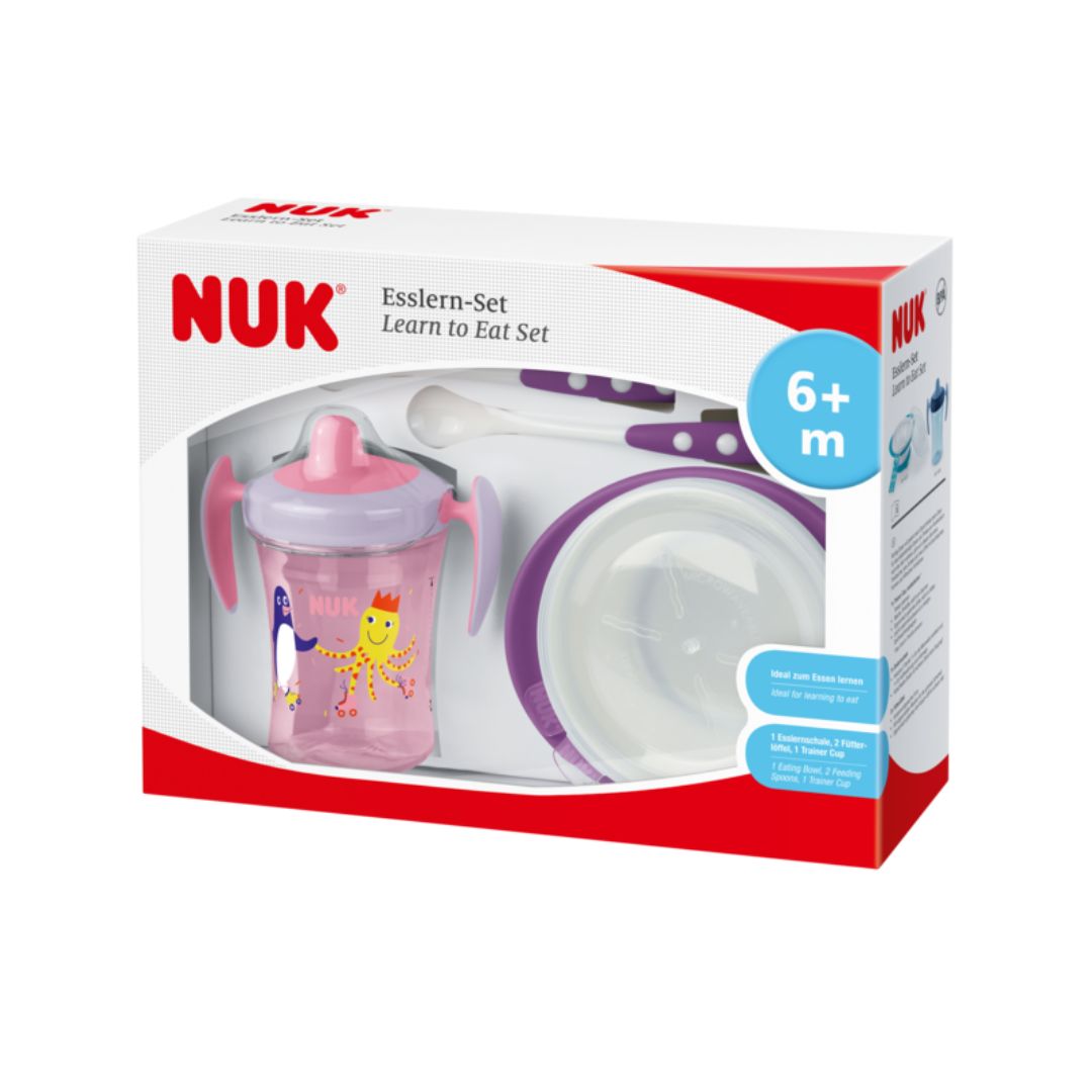 NUK Syömään oppimisen setti Pinkki/Lila 6m