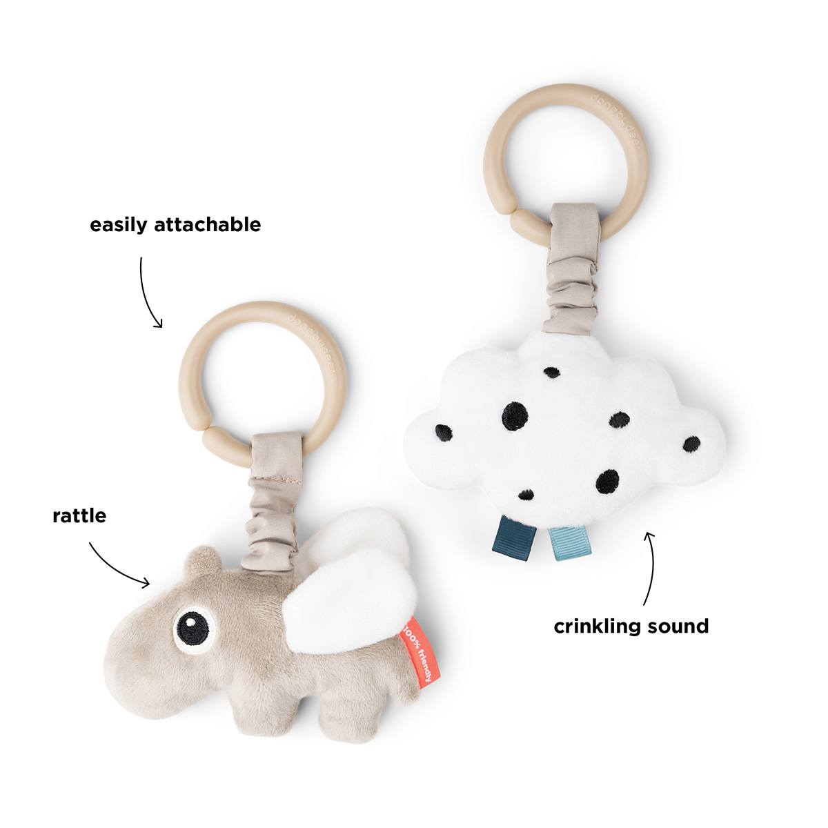 Done by Deer -aktiviteettilelu 2-pack Happy clouds Sand (Iloiset pilvet)