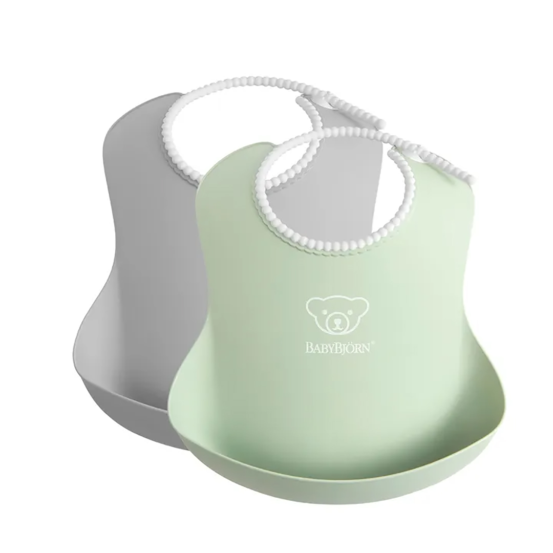 BabyBjörn ruokalappu 2-pack harmaa/vaaleanvihreä
