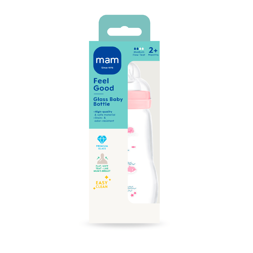 MAM Feel Good Lasipullo 260 ml 1kpl Sekalaiset värit