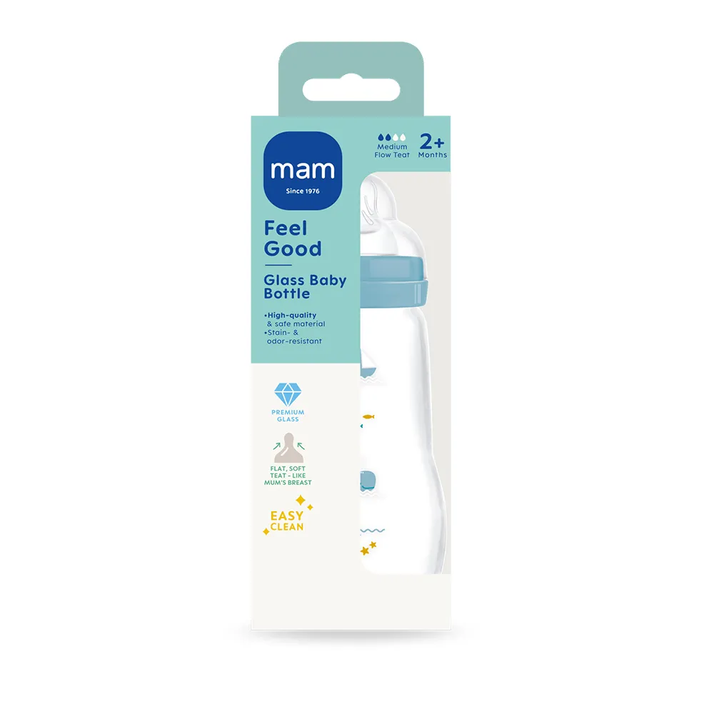 MAM Feel Good Lasipullo 260 ml 1kpl Sekalaiset värit