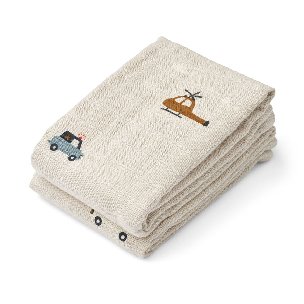 Liewood Lewis musliinihuovat 2-pack Hätäajoneuvo / Sandy