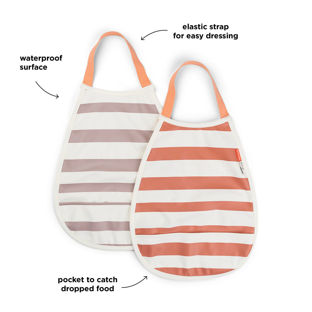 Done by Deer Pull-over ruokalappu 2-pack Stripes Papaya/Powder