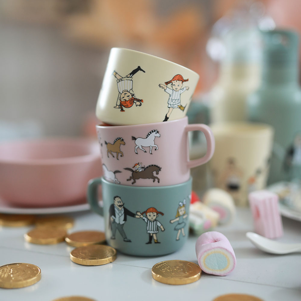Rätt Start Pippi Circus muki kahvalla keltainen
