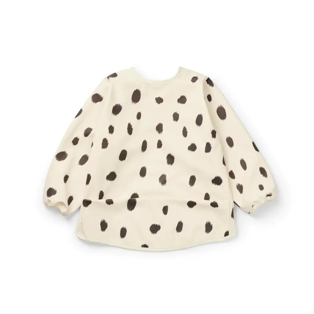 Elodie pitkähihainen vauvan ruokalappu dalmatialaistyylinen pilkullinen iso yksi koko