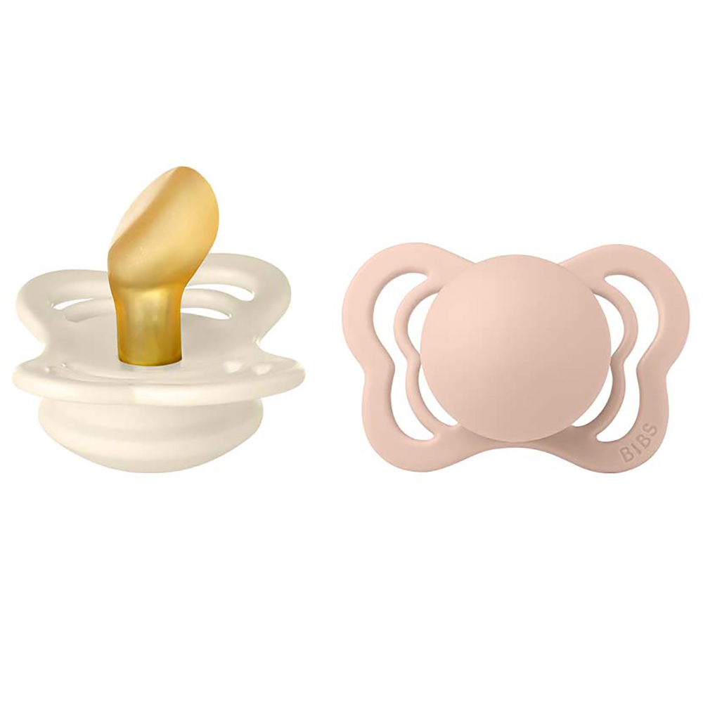 BIBS tutti Couture 2-pack lateksi 0-6m Ivory/Blush (norsunluu/puna)