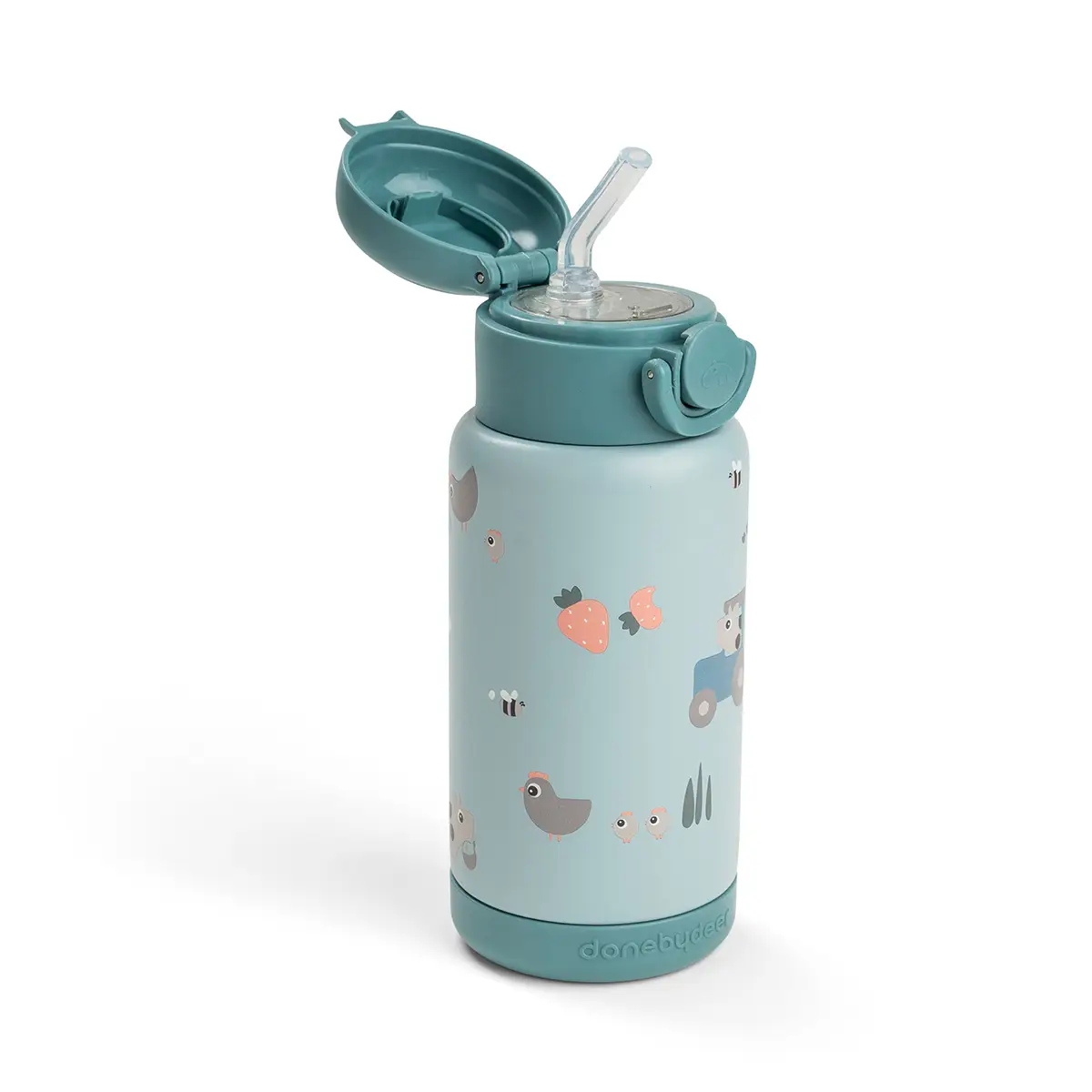 Done by Deer -eristetty pillipullo Tiny Farm Blue 340 ml