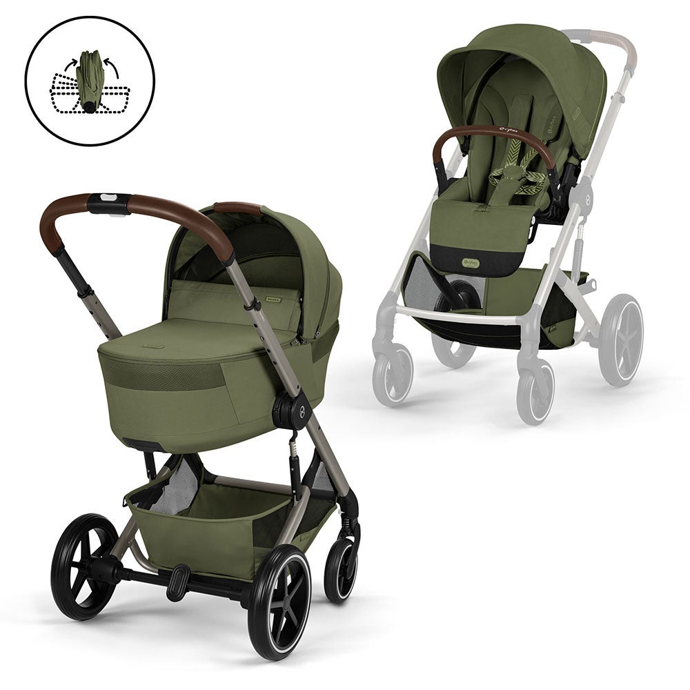 Cybex Balios S Lux TPE, sis. kokoontaitettavan vaunukopan Moss Green