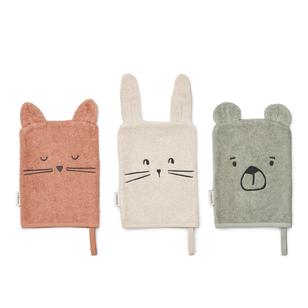 Liewood Sylvester Classic Washcloth 3-Pack Dove sininen sekoitus