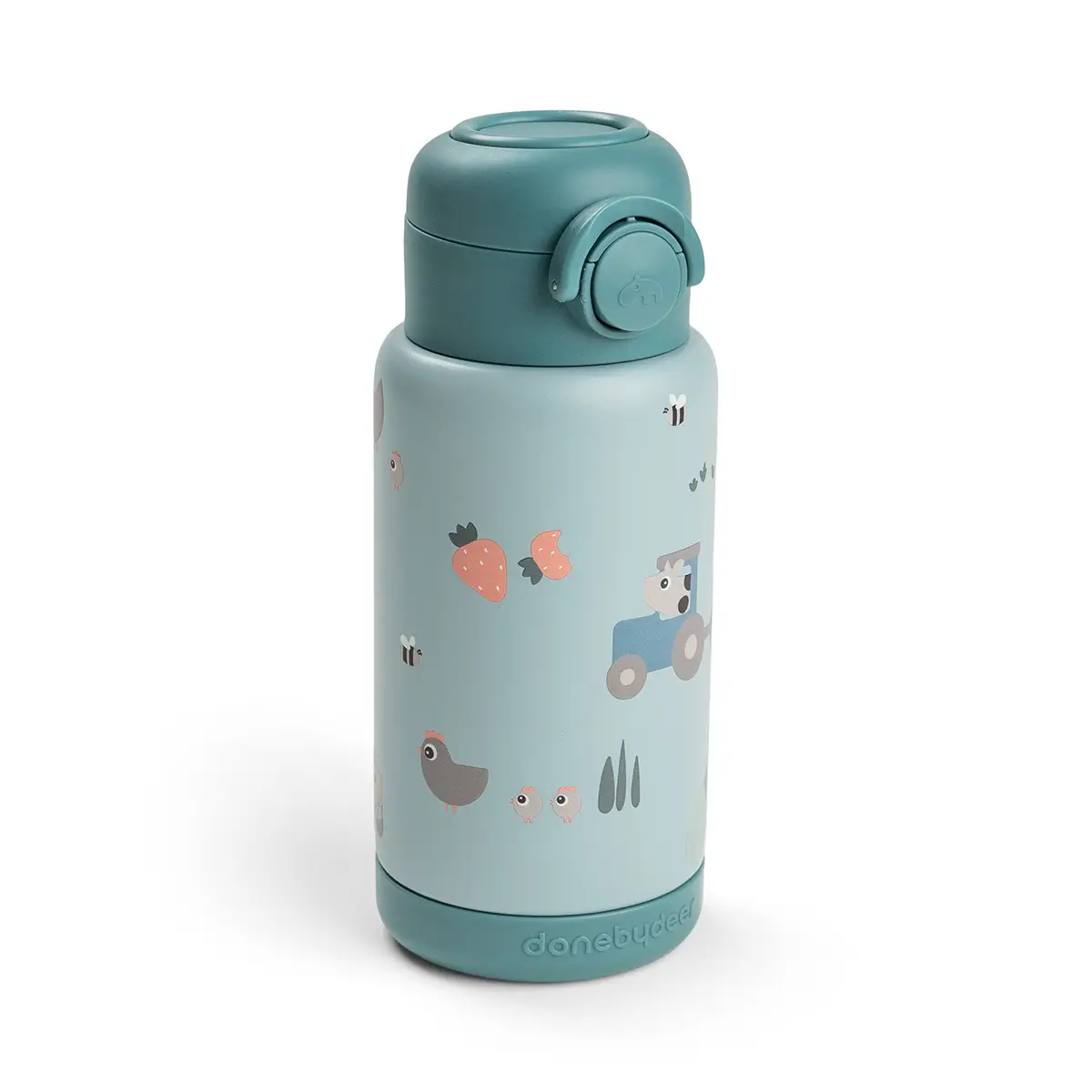 Done by Deer -eristetty pillipullo Tiny Farm Blue 340 ml