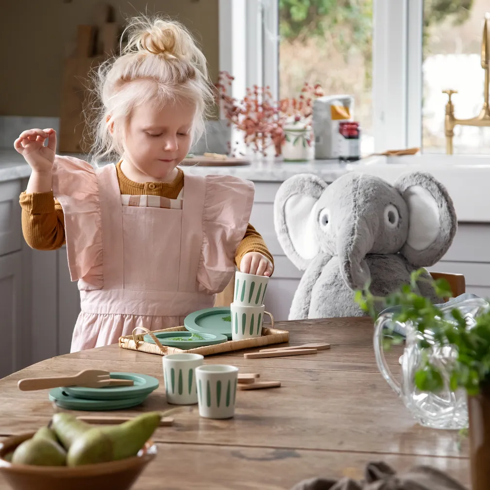 Sebra esiliina- & kokkihattusetti – Dusty pink/White