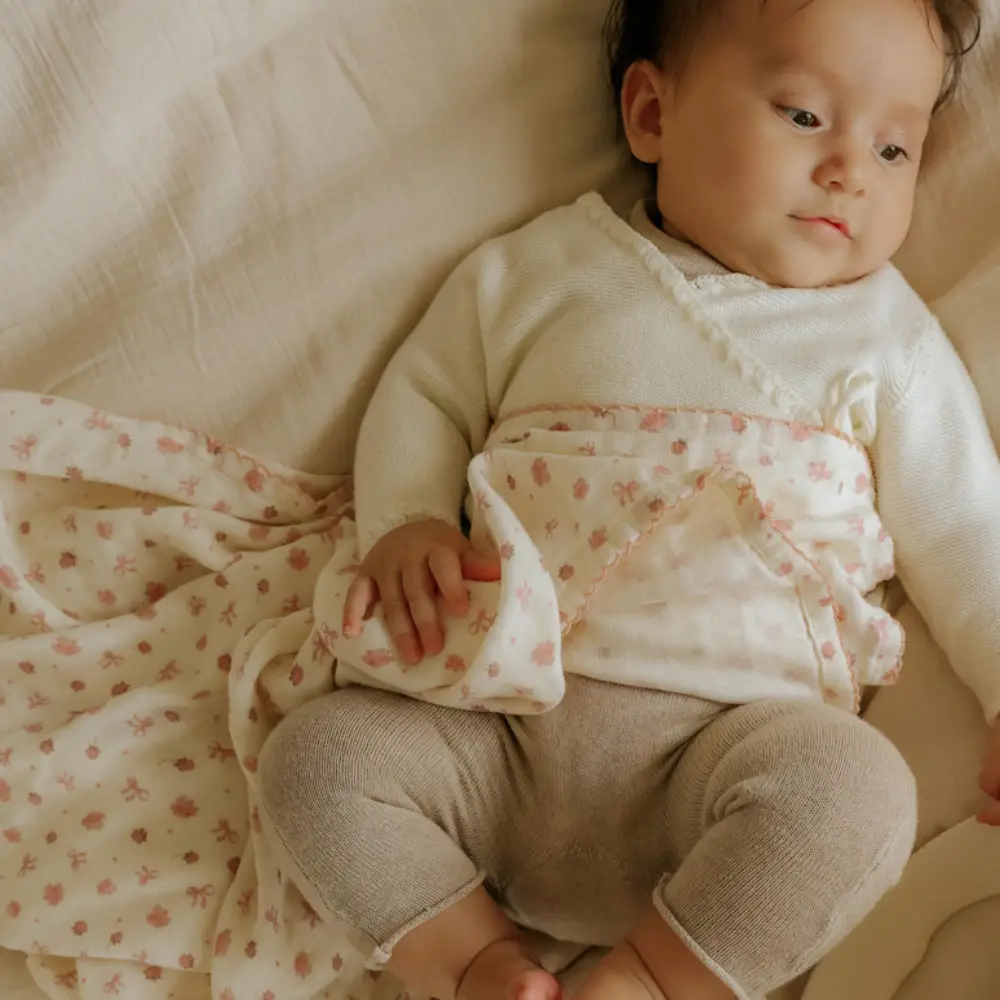 Elodie bambuinen musliinipeitto Petit River Rose, yksi koko