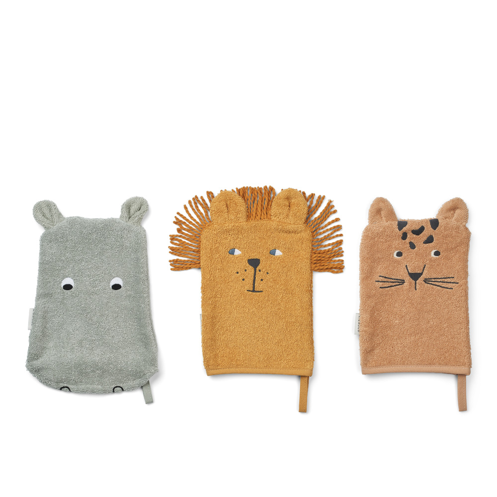 Liewood Sylvester Washcloth 3-Pack Safari mix 1114
