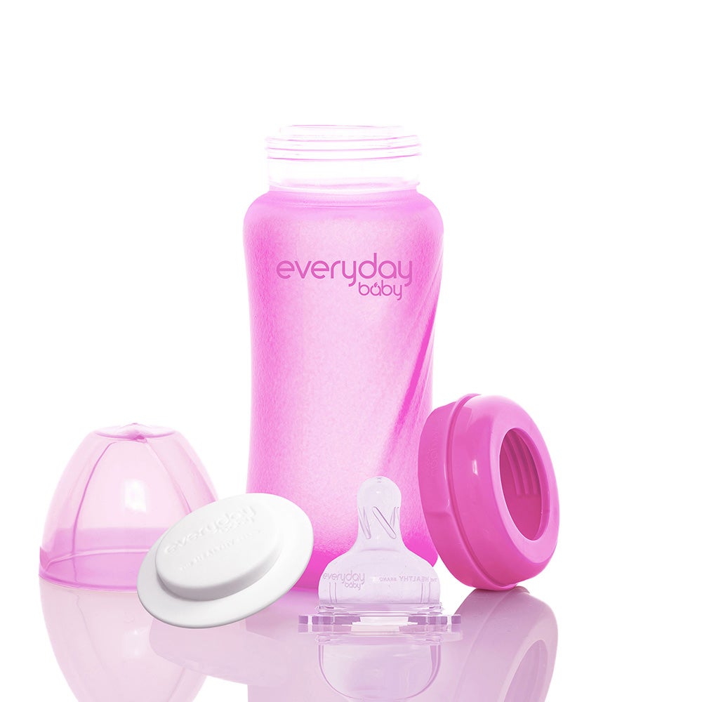 Everyday Baby -tuttipullo, lämpötunnistin, Healthy +, 240 ml - kirsikanpunainen