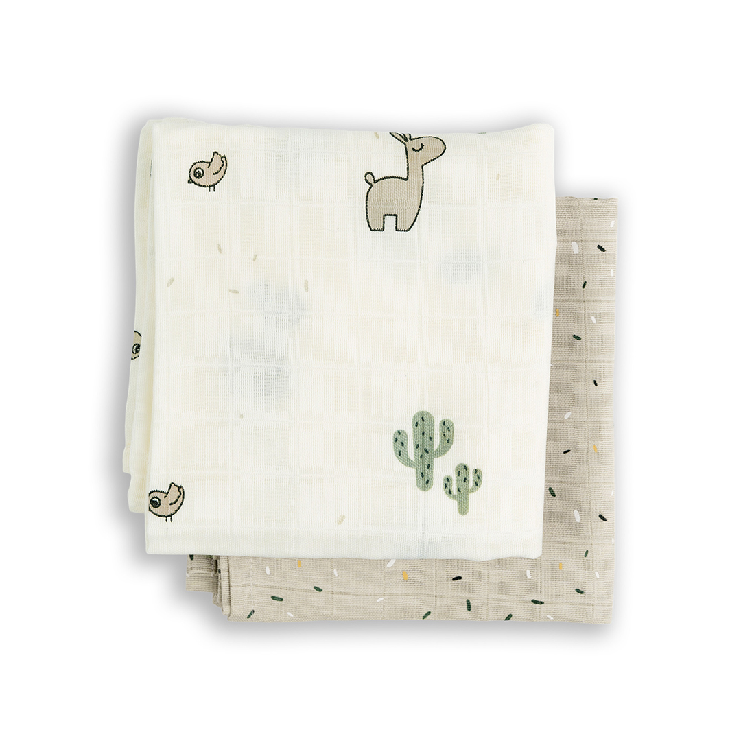 Done by Deer felt Swaddle 2-pack GOTS Lalee Sand (Hiekkapakkaus)