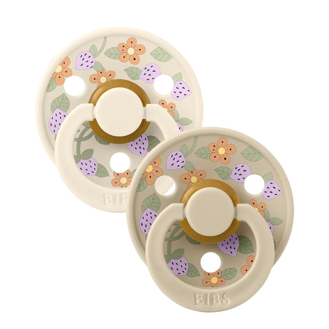 BIBS x Liberty pöytäliina 2 pakkaus 6-12m Mansikat/kermaviili Ivory