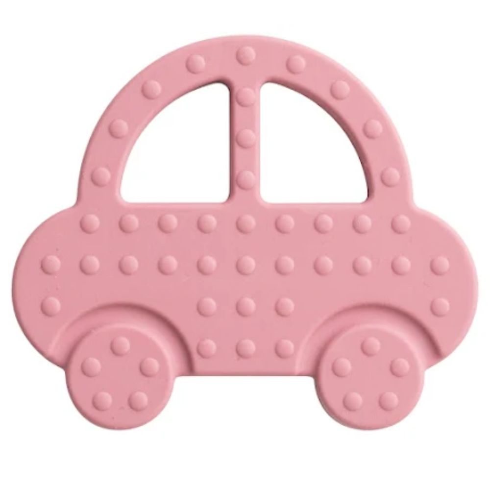 Rätt Start Silikoni hammaslelu, auto, vaaleanpunainen