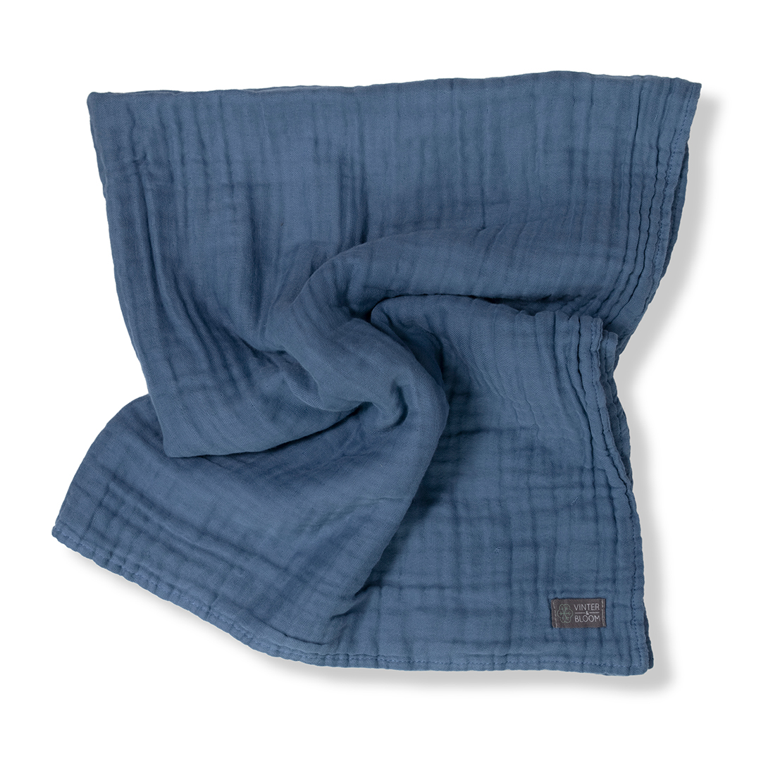 Vinter & Bloom Felt musliinihuopa EKO Storm Blue - myrskynsininen