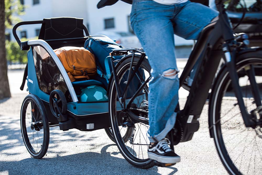 Thule Courier 2 polkupyöräperävaunu Aegean sininen