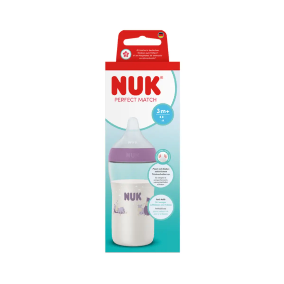 NUK Perfect Match -pullo 260 ml, virtahepo, 3 kk+