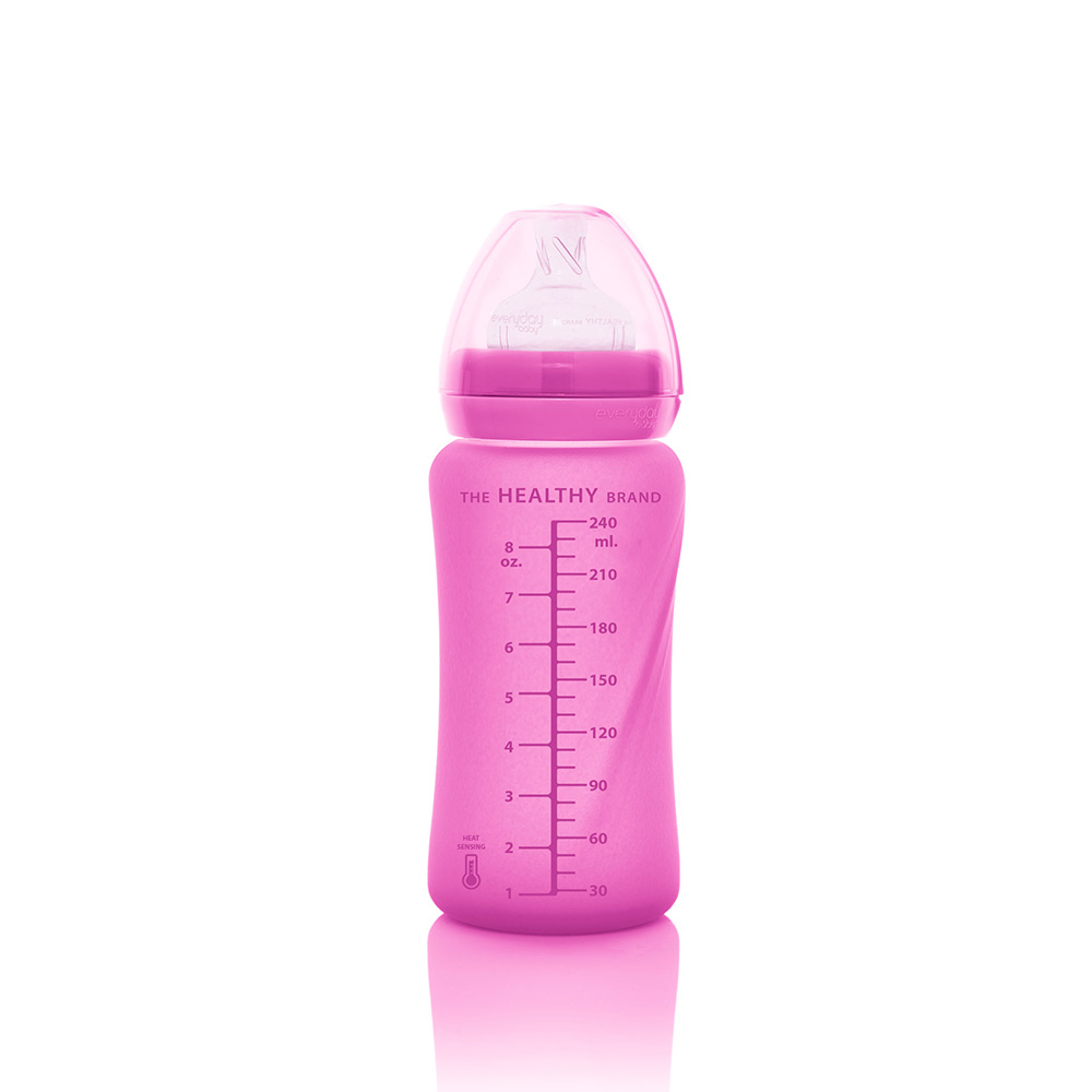 Everyday Baby -tuttipullo, lämpötunnistin, Healthy +, 240 ml - kirsikanpunainen